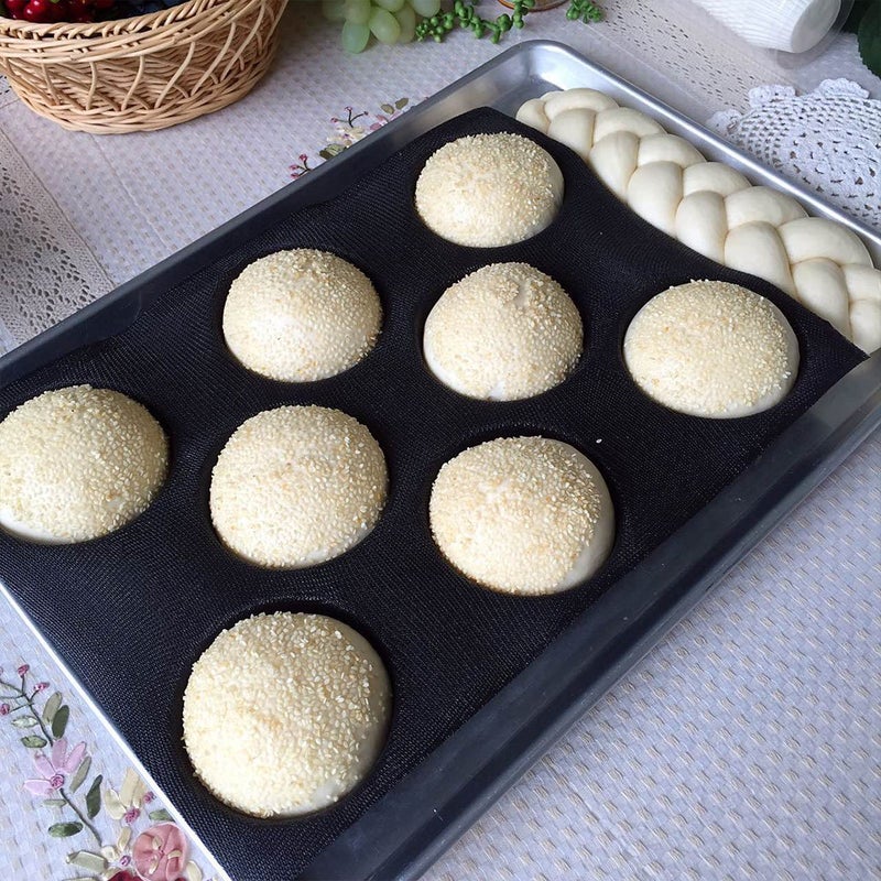 BLUE DROP Bluedrop Silicone Bun Bread Forms Round Shape Trays Perforated Bakery Molds Fit Half Pan Size - Image 3